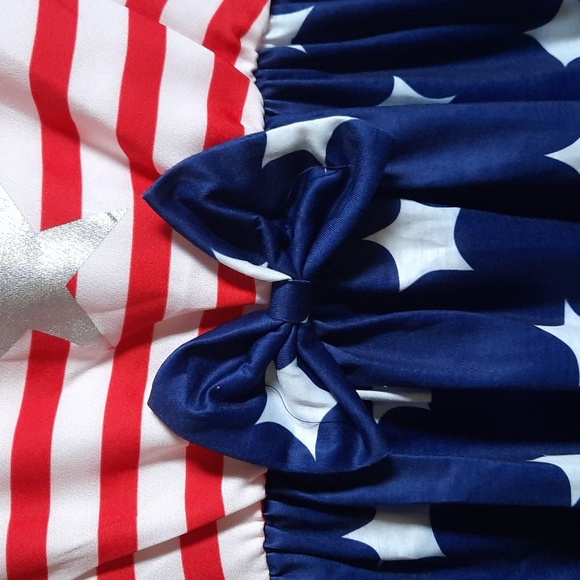 Kids Patriotic Holiday Summer Sleeveless Stars Stripes Dress Youth Girl 4-5 - Picture 4 of 5